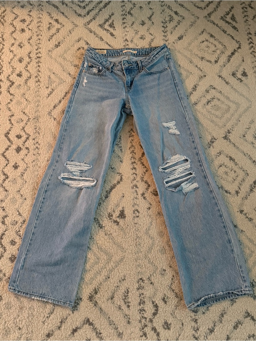 Levi's Low Loose Light Blue Distressed Jeans